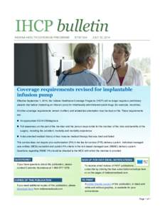 IHCP bulletin INDIANA HEALTH COVERAGE PROGRAMS BT201434  JULY 22, 2014