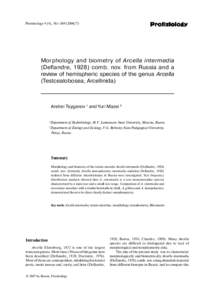 Protistology  Protistology 4 (4), 361Morphology and biometry of Arcella intermedia (Deflandre, 1928) comb. nov. from Russia and a