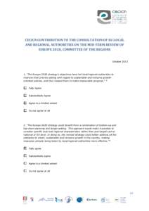 CECICN CONTRIBUTION TO THE CONSULTATION OF EU LOCAL AND REGIONAL AUTHORITIES ON THE MID-TERM REVIEW OF EUROPE 2020, COMMITTEE OF THE REGIONS October 2013