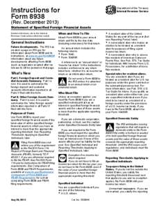 Instructions for Form 8938 Department of the Treasury Internal Revenue Service