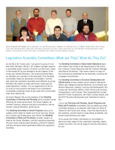 Social Programs Committee Left to right back row: Bob Bromley MLA Weledeh; Tom Beaulieu MLA Tu Nedhe; Wendy Bisaro MLA Frame Lake; Glen Abernethy MLA Great Slave; Glen Boyd Sessional Law Clerk. Left to right front row: G