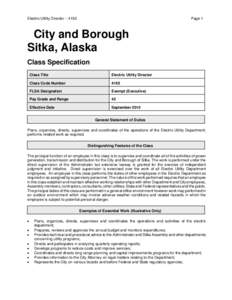 Electric Utility Director – 4150  Page 1 City and Borough Sitka, Alaska