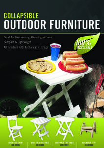 COLLAPSIBLE  OUTDOOR FURNITURE Great for Caravanning, Camping or Home  100%