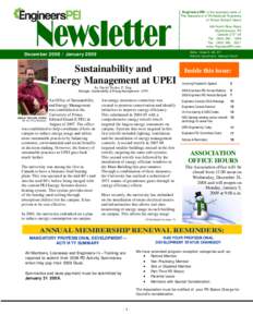 Engineers PEI is the business name of The Association of Professional Engineers of Prince Edward Island 549 North River Road Charlottetown, PE Canada C1E 1J6