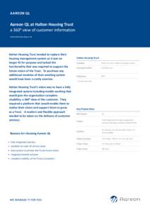 AAREON QL  Aareon QL at Halton Housing Trust a 3600 view of customer information www.haltonhousing.co.uk