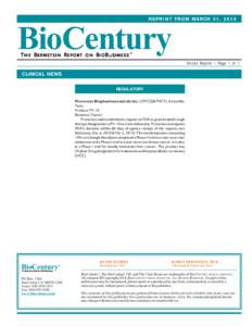 REPRINT FROM MARCH 31, 2014  BioCentury T H E BERNSTEIN REPORT O N BI OB USINESS  ™