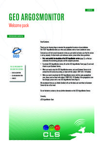 SERVICE  GEO ARGOSMONITOR Welcome pack Environmental monitoring Dear Customer,