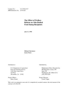 Contract No.: [removed]MPR Reference No.: [removed]The Effect of Welfare Reform on Able-Bodied