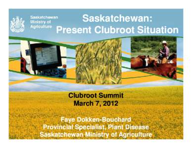 Saskatchewan: Present Clubroot Situation Clubroot Summit March 7, 2012 Faye Dokken-Bouchard