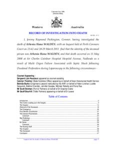 Coronial Inquest Finding - Athenia Hana WALDEN