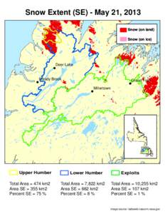 Snow Extent (SE) - May 21, 2013 Snow (on land) Snow (on ice) Deer Lake