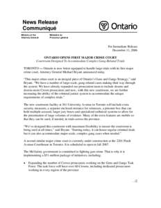 News Release Communiqué Ministry of the Attorney General  Ministère du