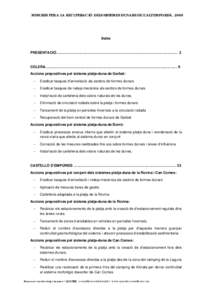 MESURES PER A LA RECUPERACIÓ DELS SISTEMES DUNARS DE L’ALT EMPORDÀ. 2009  Índex PRESENTACIÓ...........................................................................................................................