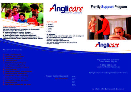 Family Support Program  OUR VALUES  DIGNITY  Anglicare Family Support Program