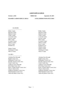 LABOR SURPLUS AREAS. October 1, 2014 THROUGH  ELIGIBLE LABOR SURPLUS AREAS