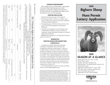 ! cut along dotted line 2011 Nebraska Bighorn Sheep Lottery Permit Application Form  Nonrefundable Lottery Application Fee — $25