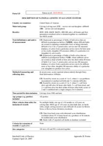 Status as of: [removed]Form GE DESCRIPTION OF NATIONAL GENETIC EVALUATION SYSTEMS Country (or countries)