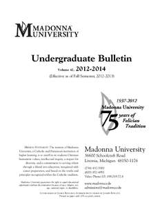 Madonna Undergraduate Bulletin[removed]