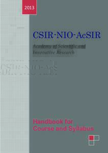 2013  CSIR-NIO-AcSIR Academy of Scientific and Innovative Research