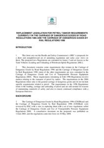 Consultation letter – Proposed Tank Vehicles (Loading and Unloading of Petroleum-Spirit) Regulations