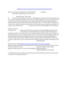 Southern Campaign American Revolution Pension Statements & Rosters Bounty Land Warrant of Benjamin Garnett BLWt328-200 Transcribed and annotated by C. Leon Harris Continental