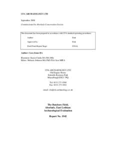 CFA ARCHAEOLOGY LTD September 2008 Commissioned by Aberlady Conservation Society This document has been prepared in accordance with CFA standard operating procedures. Author: