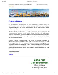ASBA June Newsletter Association of Ship Brokers & Agents (USA) Inc. JUNE 2018