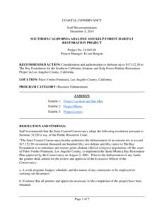 COASTAL CONSERVANCY Staff Recommendation December 4, 2014 SOUTHERN CALIFORNIA ABALONE AND KELP FOREST HABITAT RESTORATION PROJECT Project No[removed]