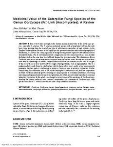 International Journal of Medicinal Mushrooms, 10(3):219–[removed]Medicinal Value of the Caterpillar Fungi Species of the