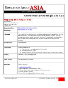 Environmental Challenges and Asia Mapping the Ring of Fire Paul Tankovich  Earth Science, Physical Science  Ridgetop Junior High School  Silverdale, WA 