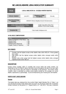 NE LINCOLNSHIRE JSNA INDICATOR SUMMARY