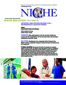 Nurses Improving Care for Healthsystem Elders nicheprogram.org Series Editor: Elizabeth A. Capezuti, PhD, RN, FAAN  NICHE SOLUTION #31 • 2013