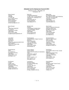 Attendee List for Geotourism Summit 2010 February 02, 2010 Washington, DC Participants: 197 Opare Abraham Teaching Greenfield