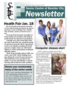 Volume 4, Issue 1 January[removed]Senior Center of Boulder City Newsletter Health Fair Jan. 18