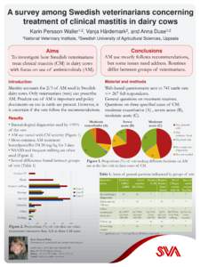 A survey among Swedish veterinarians concerning treatment of clinical mastitis in dairy cows Karin Persson 1National  1,2