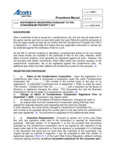 Procedure #  Land Titles Subject: