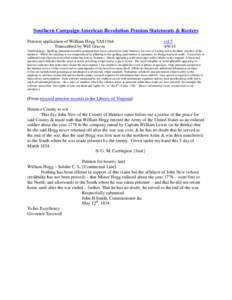 Southern Campaign American Revolution Pension Statements & Rosters Pension application of William Hogg VAS1564 Transcribed by Will Graves vsl[removed]