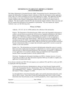 Taxation in the United States / Aftermath of the September 11 attacks / Transportation Security Administration / Transportation in the United States / United States Department of Homeland Security / Social Security number / Airport security / Social Security / Sensitive Security Information / Security / Public safety / Aviation security