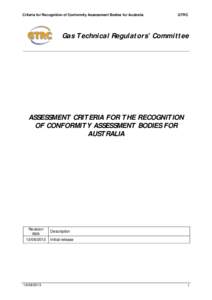 Criteria for Recognition of Conformity Assessment Bodies for Australia  GTRC Gas Technical Regulators’ Committee