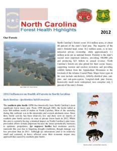 2012 Our Forests North Carolina’s forests cover 18.6 million acres, or about 60 percent of the state’s land area. The majority of the state’s forested land, some 14.2 million acres, is in nonindustrial private owne