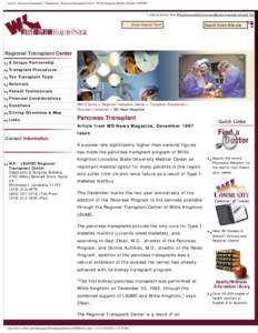 Article - Pancreas Transplant - Transplants - Regional Transplant Center - Willis-Knighton Health System / LSUHSC