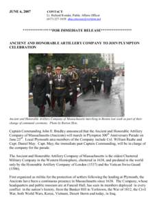 JUNE 6, 2007  CONTACT: Lt. Richard Ronder, Public Affairs Officer 