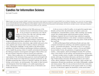 Feature  Candles for Information Science Bulletin of the Association for Information Science and Technology – April/May 2014 – Volume 40, Number 4