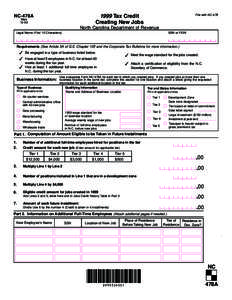 NC-478A  File with NC[removed]Tax Credit Creating New Jobs