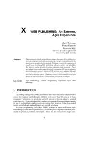 X  WEB PUBLISHING: An Extreme, Agile Experience Mark Toleman Fiona Darroch