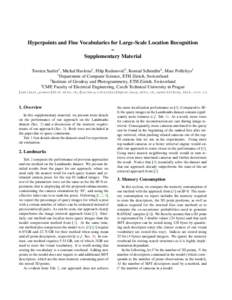 Hyperpoints and Fine Vocabularies for Large-Scale Location Recognition – Supplementary Material Torsten Sattler1 , Michal Havlena2 , Filip Radenovi´c3 , Konrad Schindler2 , Marc Pollefeys1 1 Department of Computer Sci