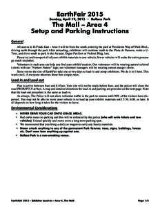 EarthFairSunday, April 19, 2015 • Balboa Park The Mall – Area 4 Setup and Parking Instructions