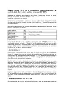 Rapport annuel 2010 de la commission interparlementaire de contr™le de la Convention scolaire romande (CIP CSR)