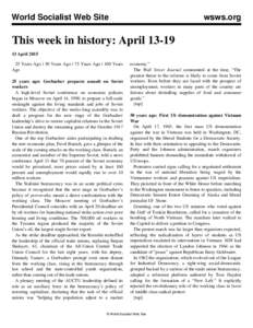 World Socialist Web Site  wsws.org This week in history: AprilApril 2015
