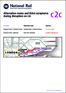 Alternative routes and ticket acceptance during disruption on c2c c2c route  Alternative route